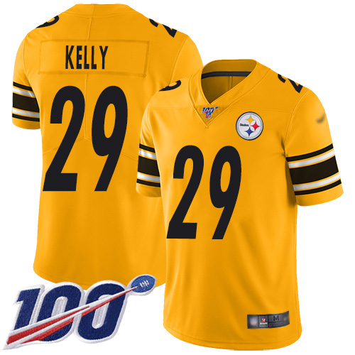 Men Pittsburgh Steelers Football 29 Limited Gold Kam Kelly 100th Season Inverted Legend Nike NFL Jersey